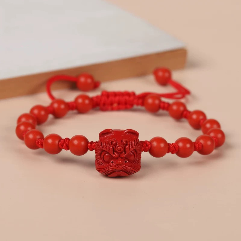 Gemstone Bracelet Healing - 本物の赤辰砂獅子舞ブレスレットビーズバングル天然石ジュエリーチャームエネルギーヒーリングトレンディなアクセサリーファッションギフト