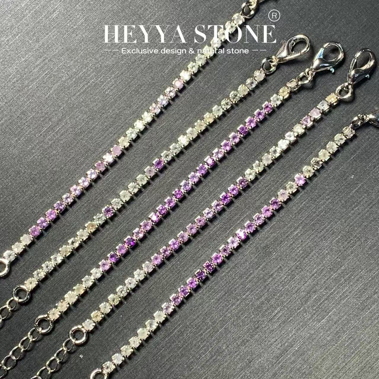 Gemstone Bracelet Healing - Heyya-天然アメジストとシトリンテニスブレスレット,癒しの宝石,石の宝石,治療,救済,クラシックなスタイル