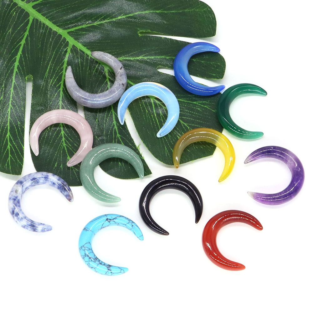 Gemstone Bracelet Healing - 月の形をした天然クリスタル,30mm,癒しの石,ローズクォーツ,ネックレス,ジュエリー,ブレスレット,アクセサリー