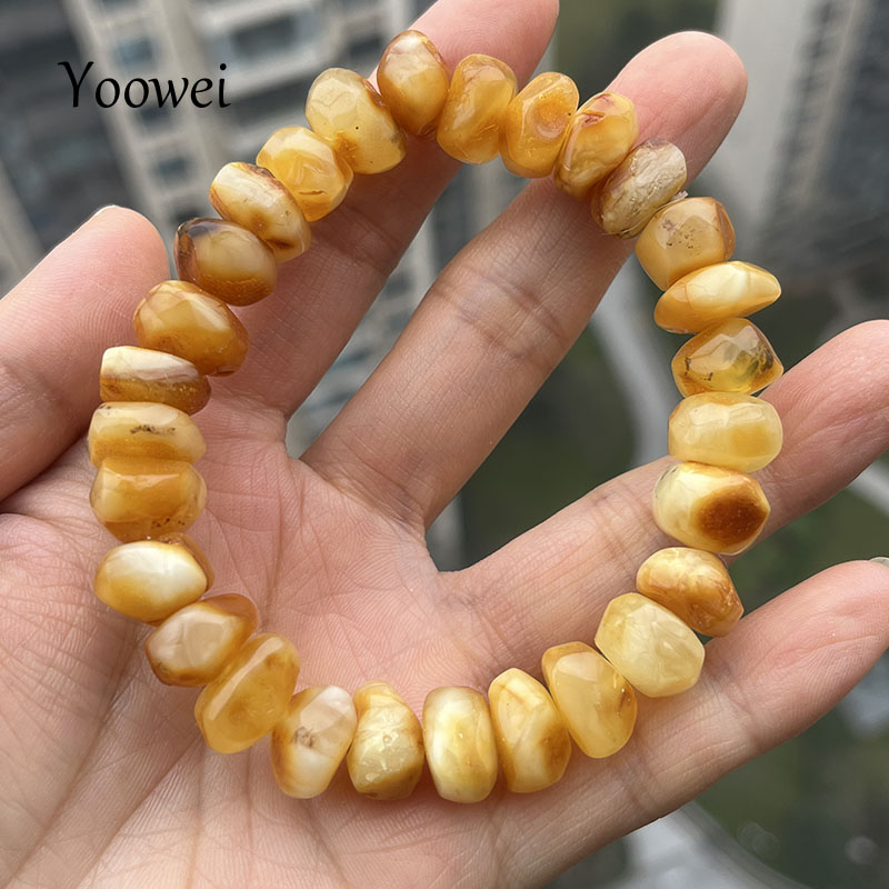 Gemstone Bracelet Healing - 100% 本物の黄色の琥珀ブレスレットユニセックスユニークな不規則なオリジナル Diy ビーズ天然石 2026 新しいヒーリングジュエリー卸売