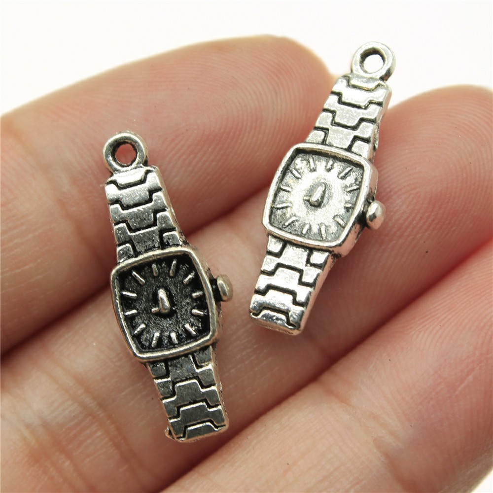 Jewelry Making Watches - Wysiwyg-日曜大工のジュエリー作りのための時計チャーム、手作りの工芸品の発見、2色、23x9mm、10個