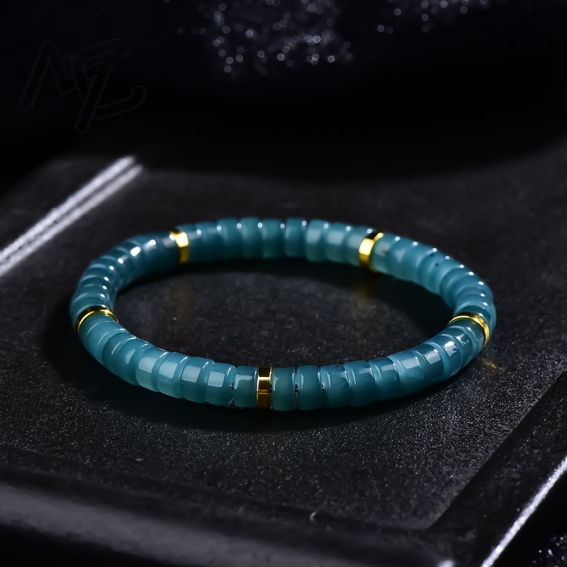 Jewelry & Watches Review - 天然翡翠ブルーウォーターそろばんビーズスペーサーブレスレット高級品質ジュエリーファッションジュエリー絶妙なチャームギフト券