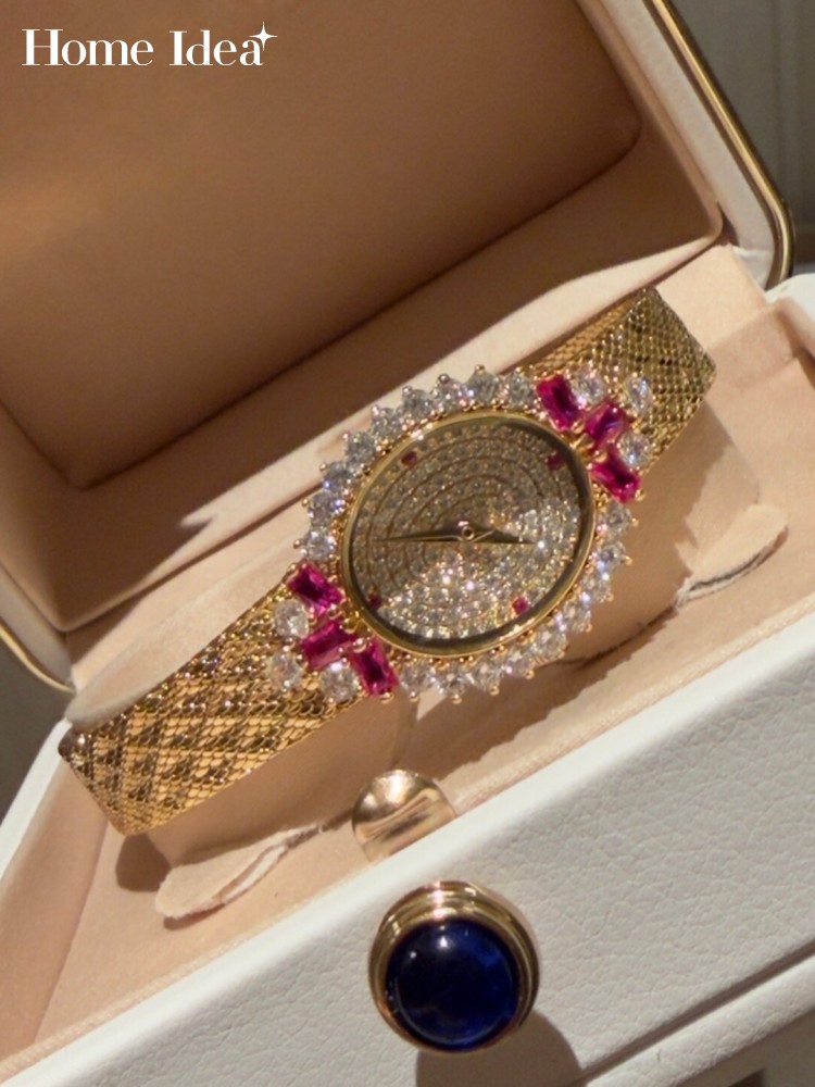 Jewelry Watches Vintage - ヴィンテージレディースオーバルシェイプクォーツ時計エレガントなレディースオフィスワーク光沢のあるダイヤモンド腕時計新しいファッションジュエリーアクセサリーギフト