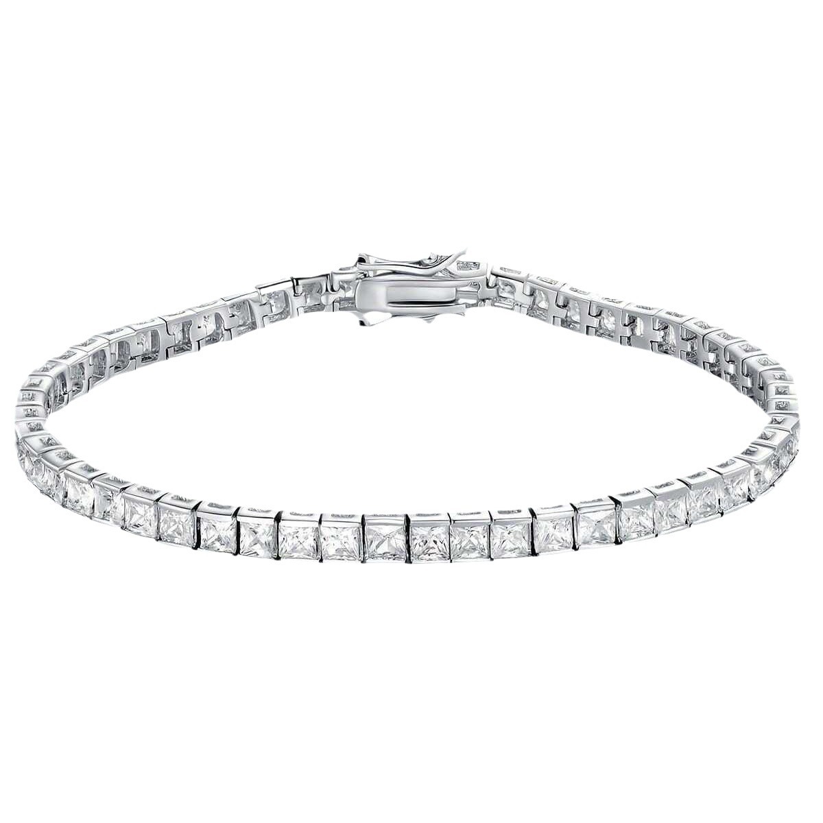 Tennis Bracelet Cubic - ブランドファッションテニスブレスレットプリンセスカット AAAA キュービックジルコニアホワイトゴールド充填パーティーウェディングブレスレット女性男性ジュエリー