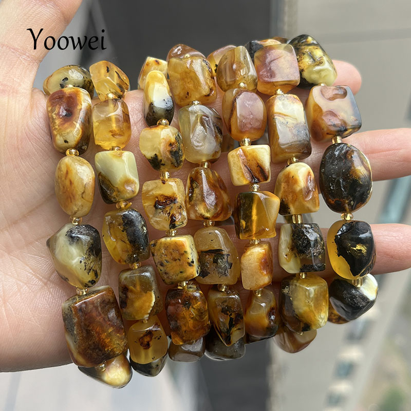 Gemstone Bracelet Healing - 100%天然琥珀ブレスレット ユニセックス向け ユニークな手作り植物白ビーズ 2026年 バルト産天然石 エネルギーヒーリングジュエリー工場