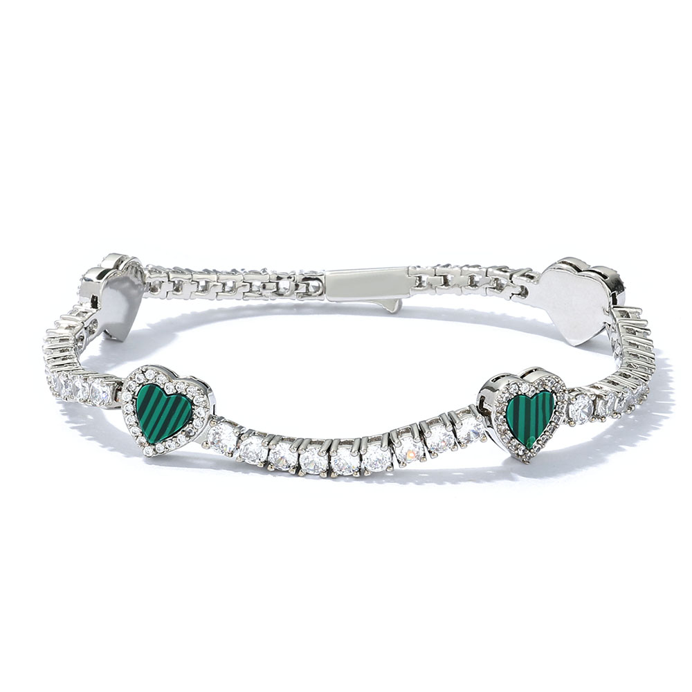 Tennis Bracelet Cubic - ESKEEM 熱売中 カラフルなハート型テニスチェーン 幅4mm 金メッキテニスブレスレット ヒップホップ