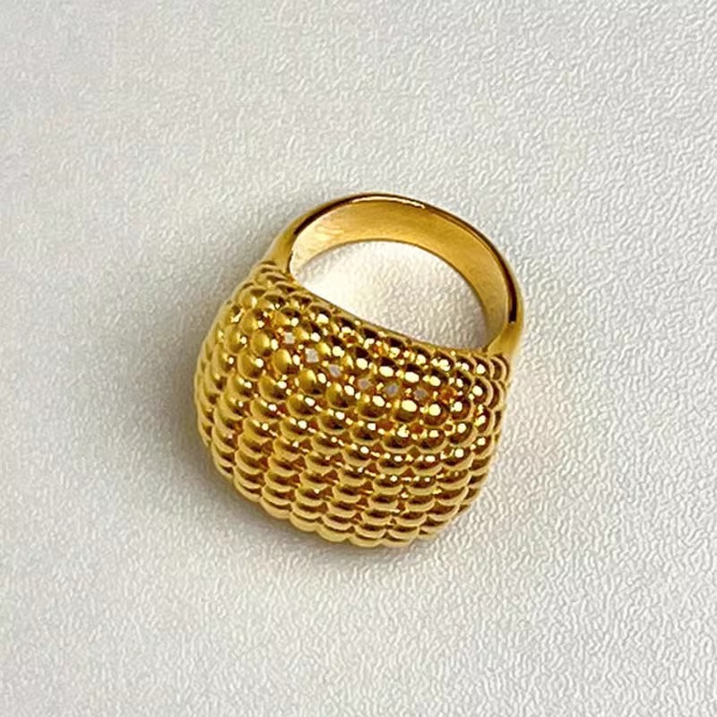 高級ビーズテクスチャオープンカフバングルリングセット ミニマ - Minimalist Ring Stackable のレビューと価格