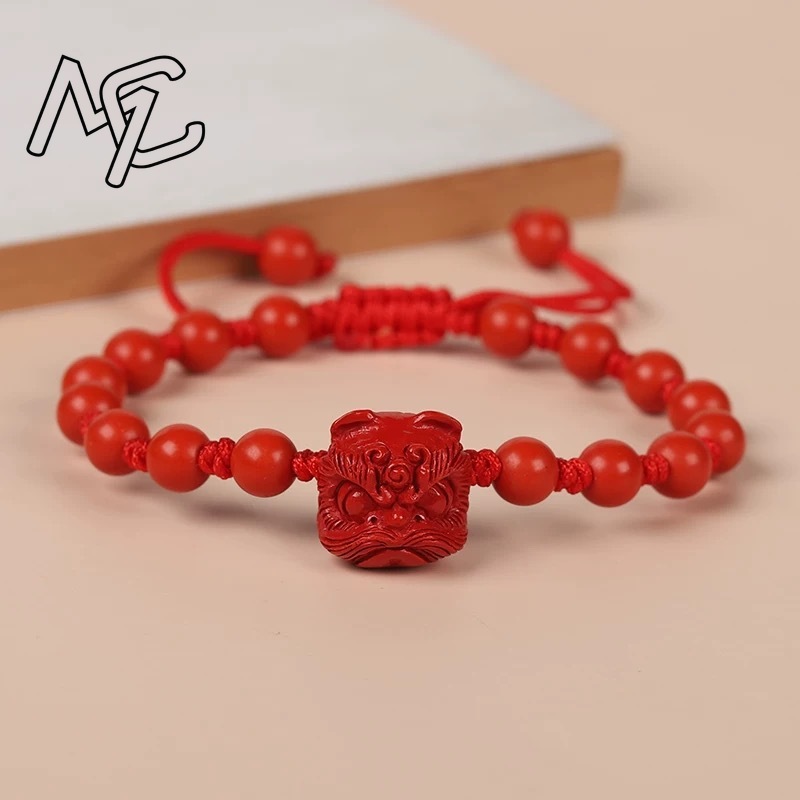 本物の赤辰砂獅子舞ブレスレットビーズバングル天然石ジュエリー - Gemstone Bracelet Healing のレビューと価格