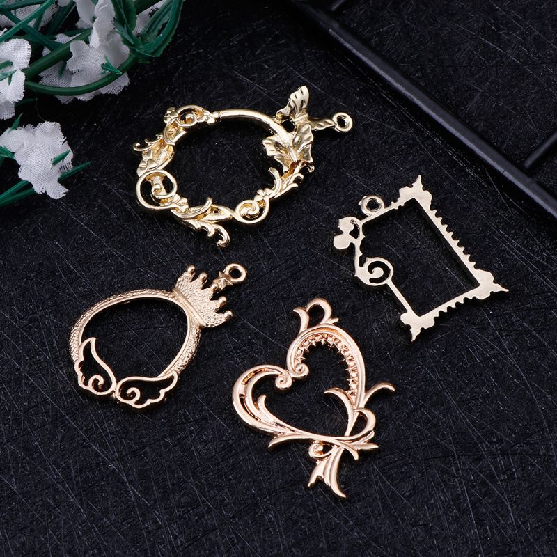 4個の金属フレームアンティーク絶妙な花エポキシ樹脂工芸uv樹 - Jewelry Making Watches のレビューと価格