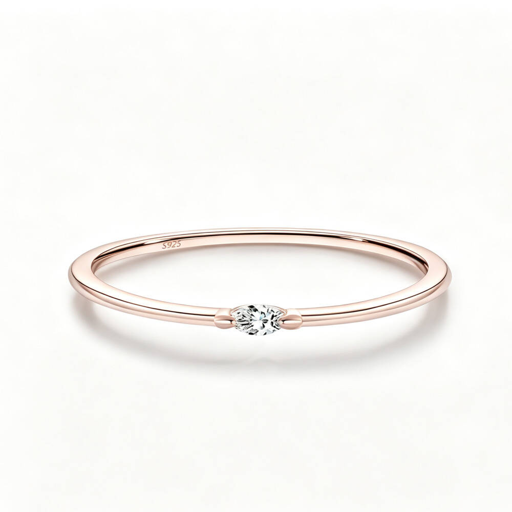 マーキスカット D VVS1 モアサナイト ソリティア スタ - Minimalist Ring Stackable のレビューと価格