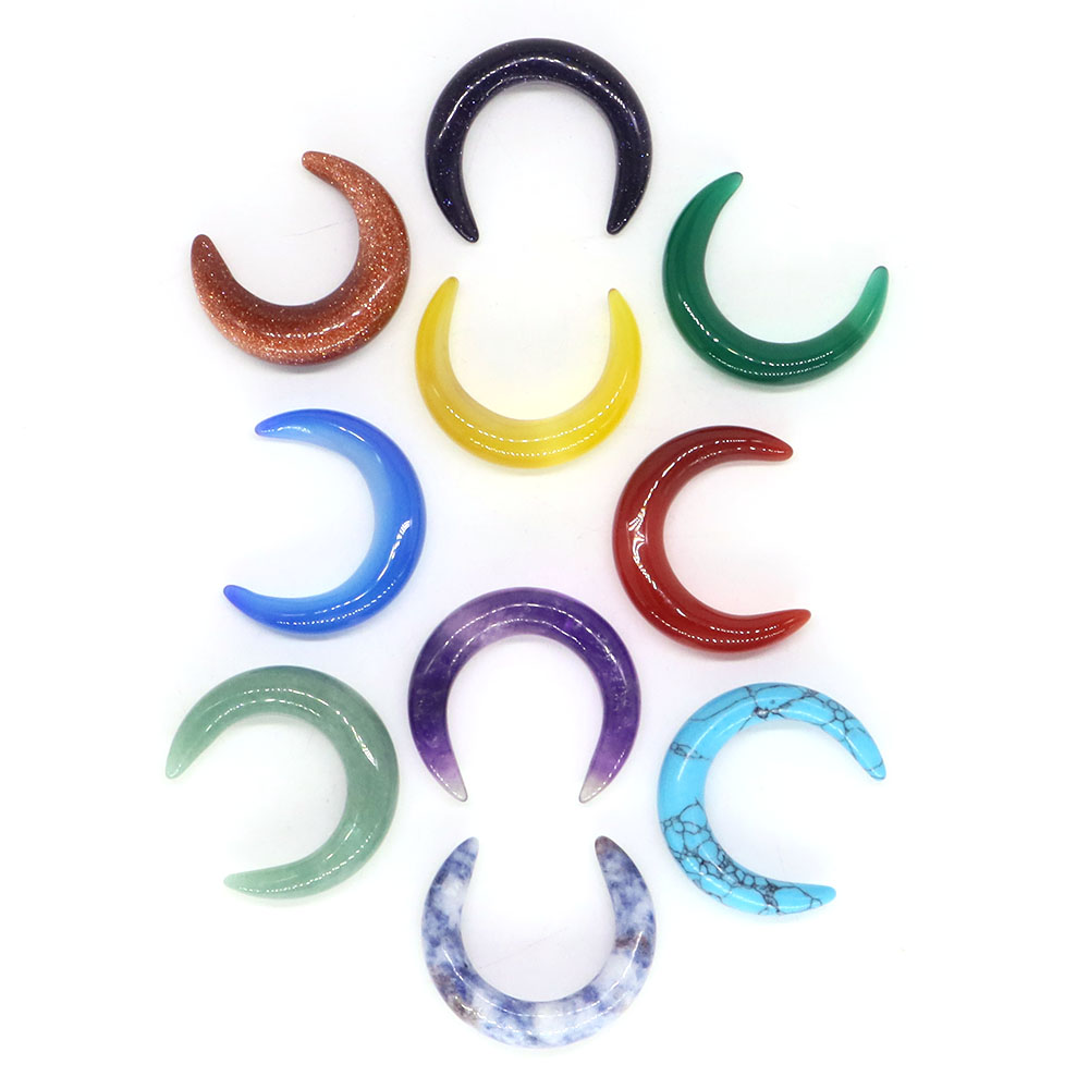 月の形をした天然クリスタル,30mm,癒しの石,ローズクォー - Gemstone Bracelet Healing のレビューと価格