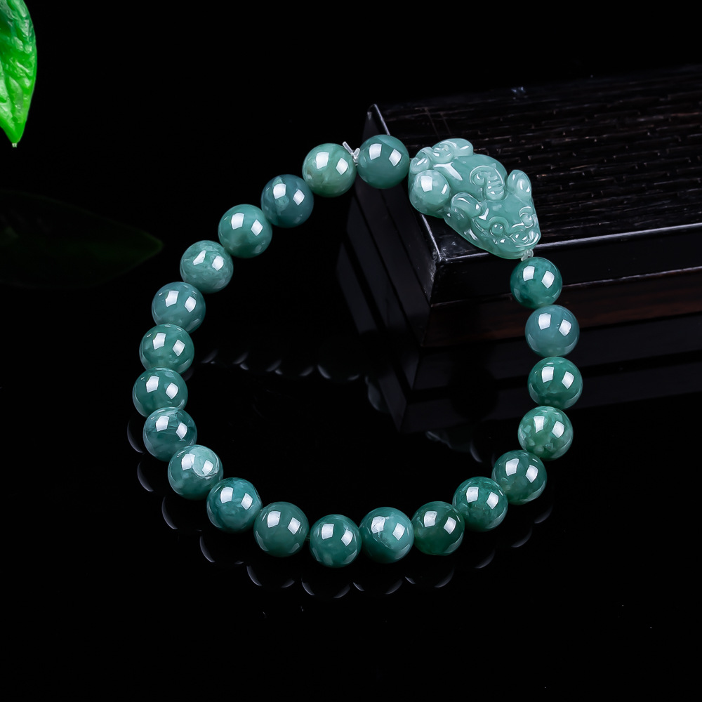 天然ビルマ翡翠貔貅ブレスレットヴィンテージお守りチャームギフ - Jewelry & Watches Review のレビューと価格