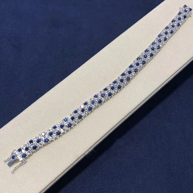 レディース ダブルロウ ブルーホワイト キュービックジルコニ - Tennis Bracelet Cubic のレビューと価格