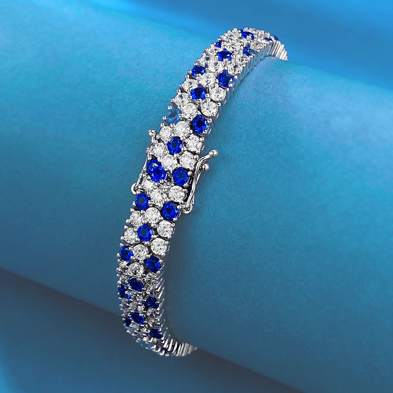 レディース ダブルロウ ブルーホワイト キュービックジルコニ - Tennis Bracelet Cubic のレビューと価格