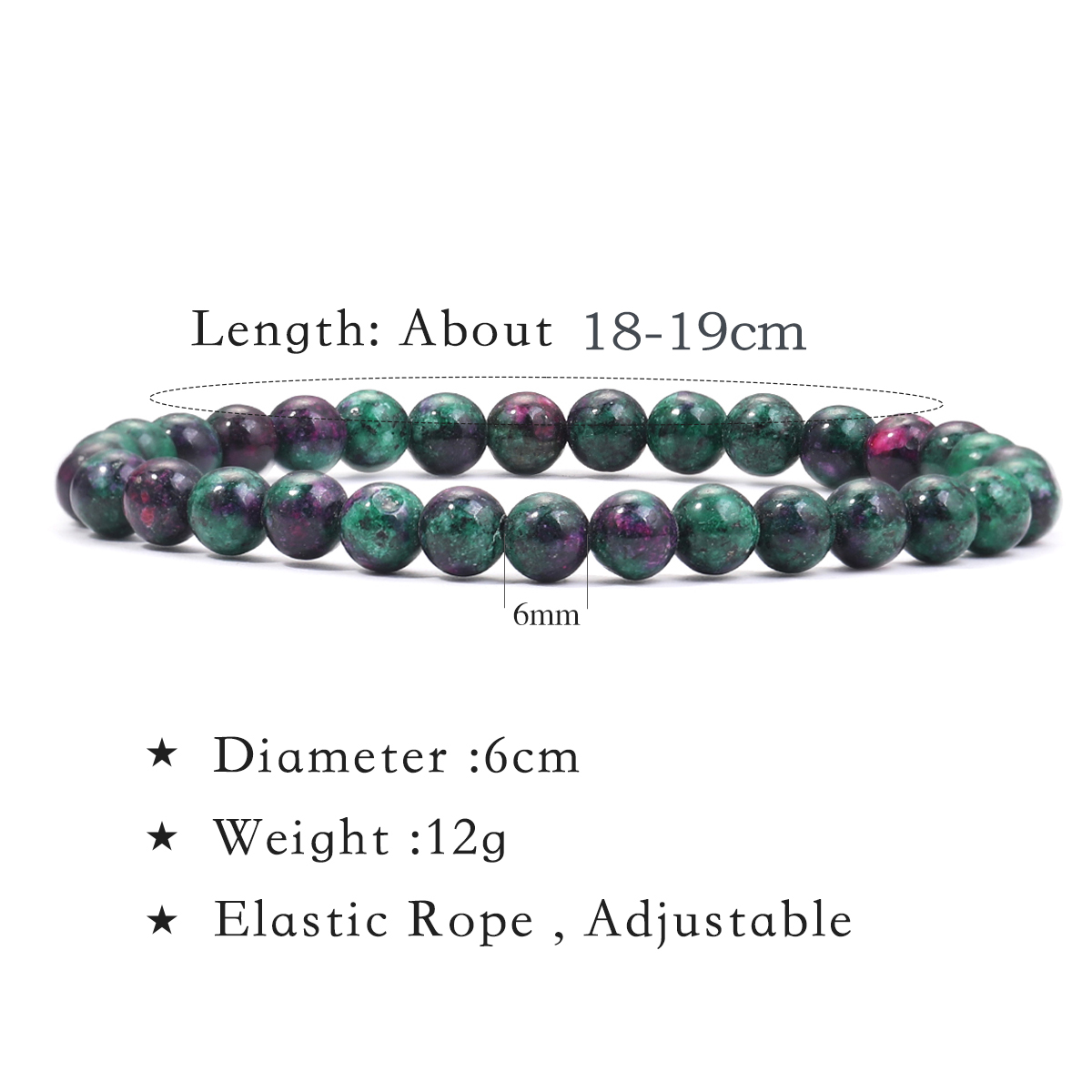 6mm天然宝石ブレスレット ブルネコード メンズ レディース - Gemstone Bracelet Healing のレビューと価格