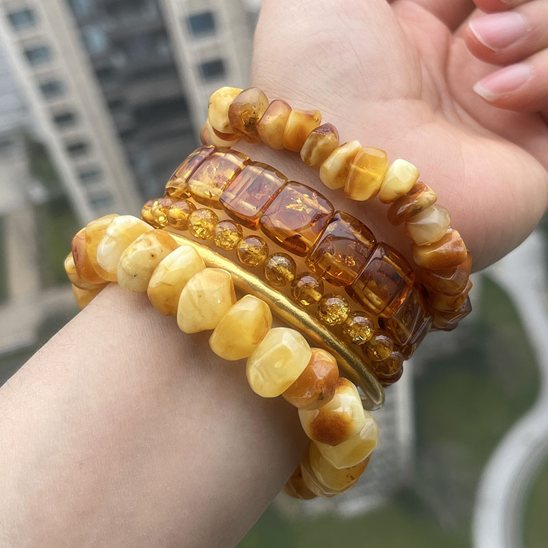 100% 本物の黄色の琥珀ブレスレットユニセックスユニークな - Gemstone Bracelet Healing のレビューと価格