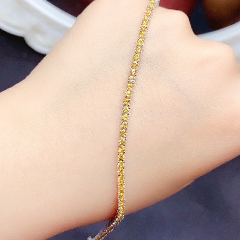 天然シトリンテニスブレスレットエネルギー癒しファインジュエリ - Gemstone Bracelet Healing のレビューと価格