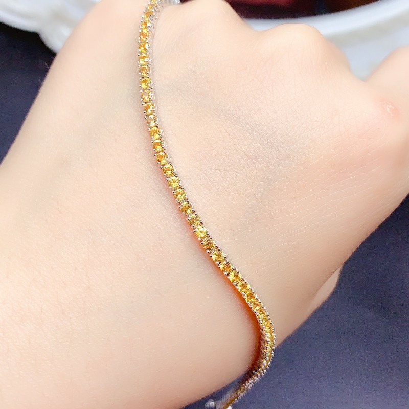 天然シトリンテニスブレスレットエネルギー癒しファインジュエリ - Gemstone Bracelet Healing のレビューと価格