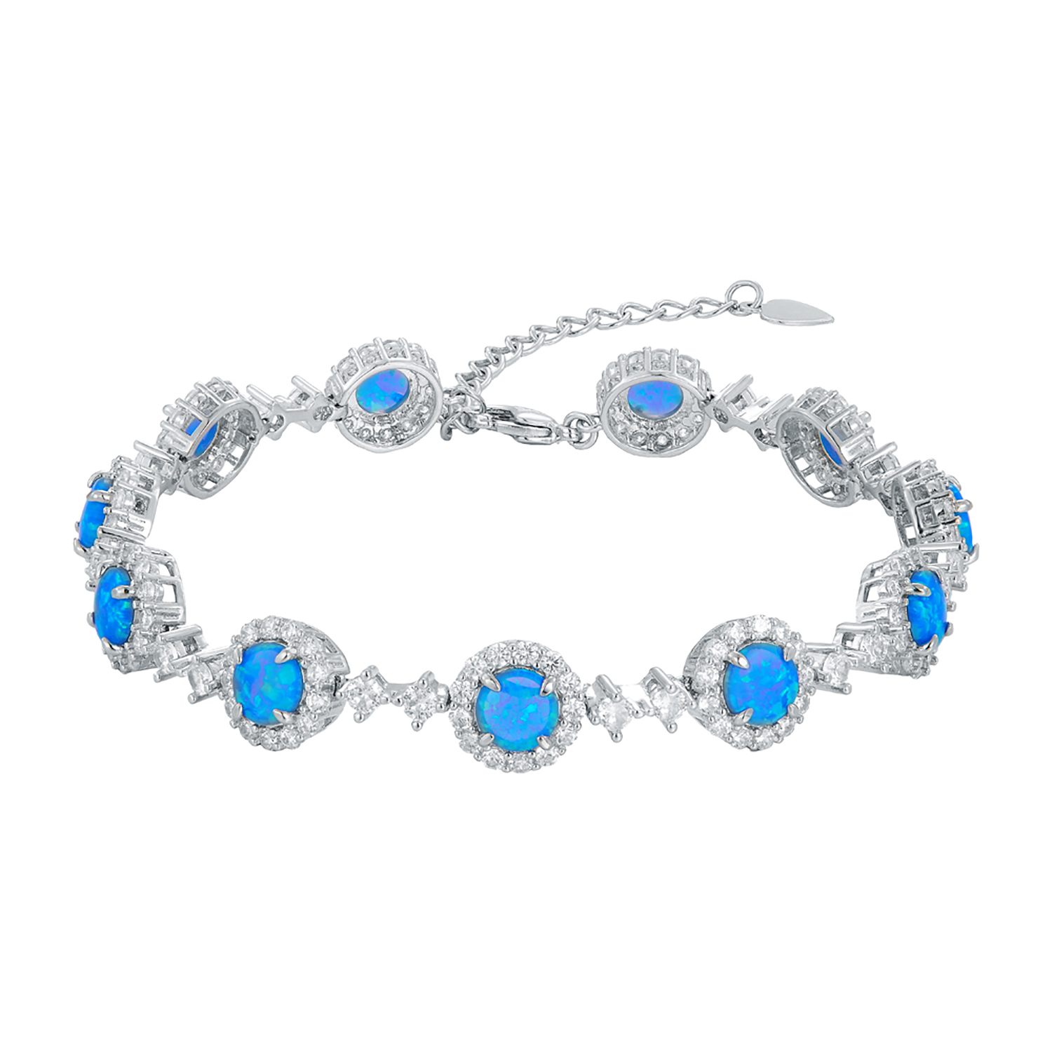 繊細なラウンドブルーファイアーオパールテニスブレスレット、キ - Tennis Bracelet Cubic のレビューと価格