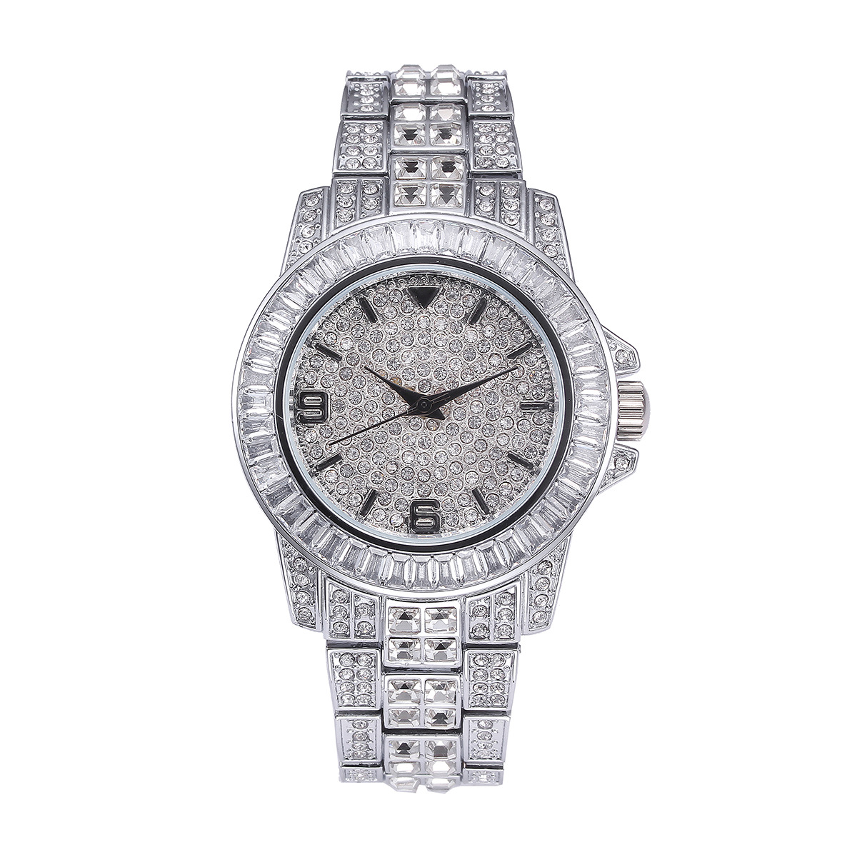 高級フルストーンクォーツ腕時計男性女性ヒップホップゴールドフ - Jewelry And Watches のレビューと価格