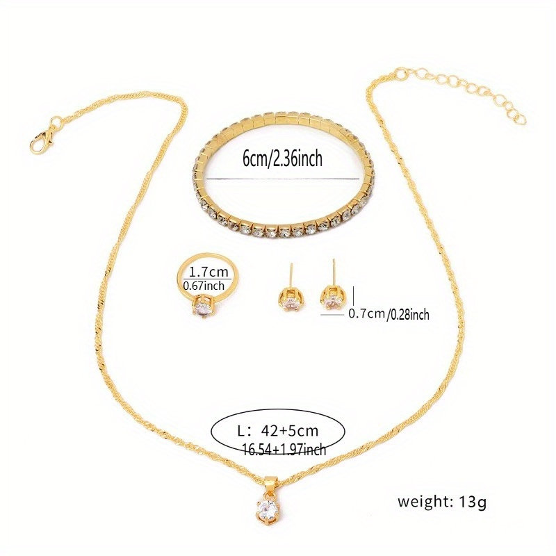 4点セット ミニマリスト ジルコンジュエリーセット - ネッ - Minimalist Ring Stackable のレビューと価格