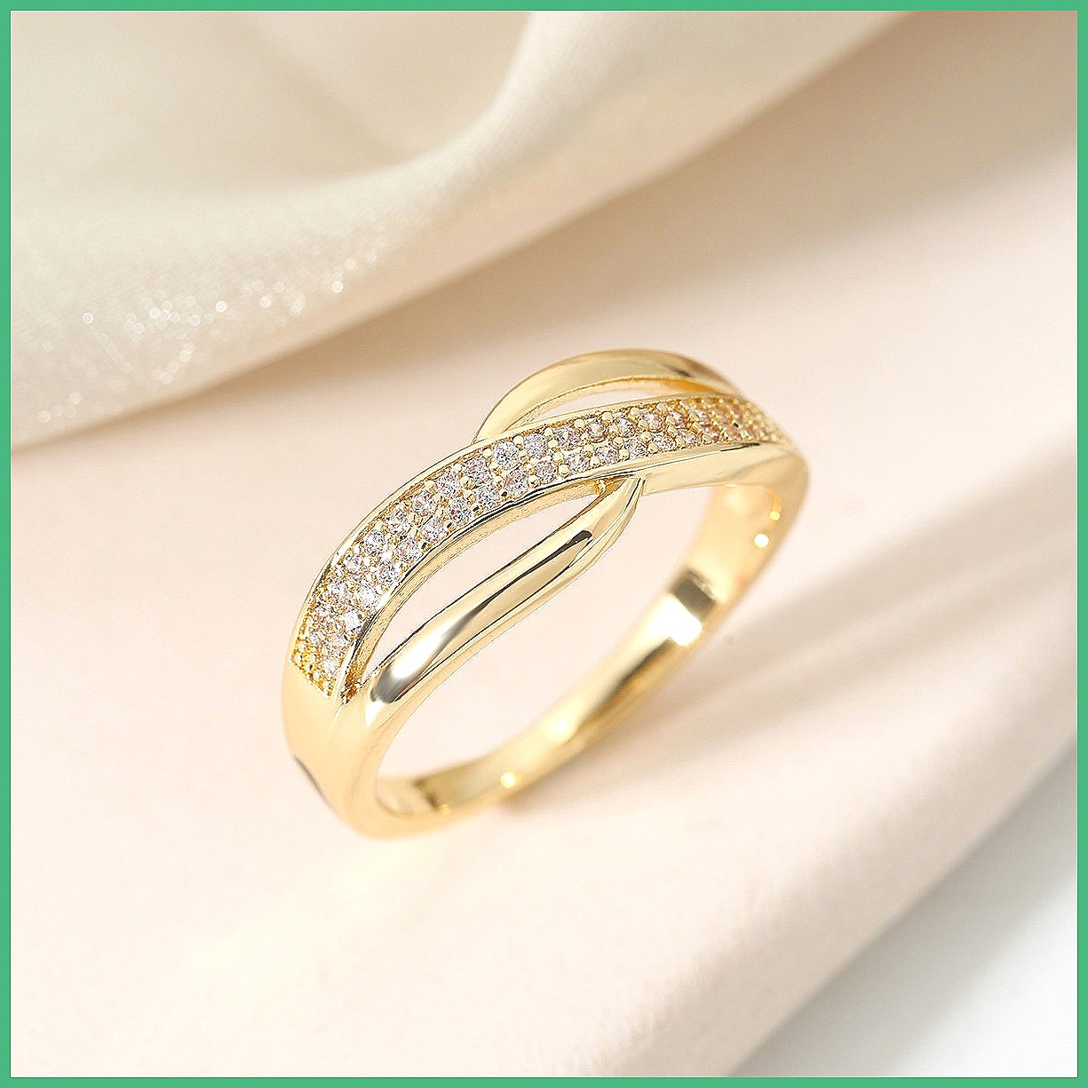 フルクリスタル付きクロスフィンガーリングセット、女性用のファ - Minimalist Ring Stackable のレビューと価格