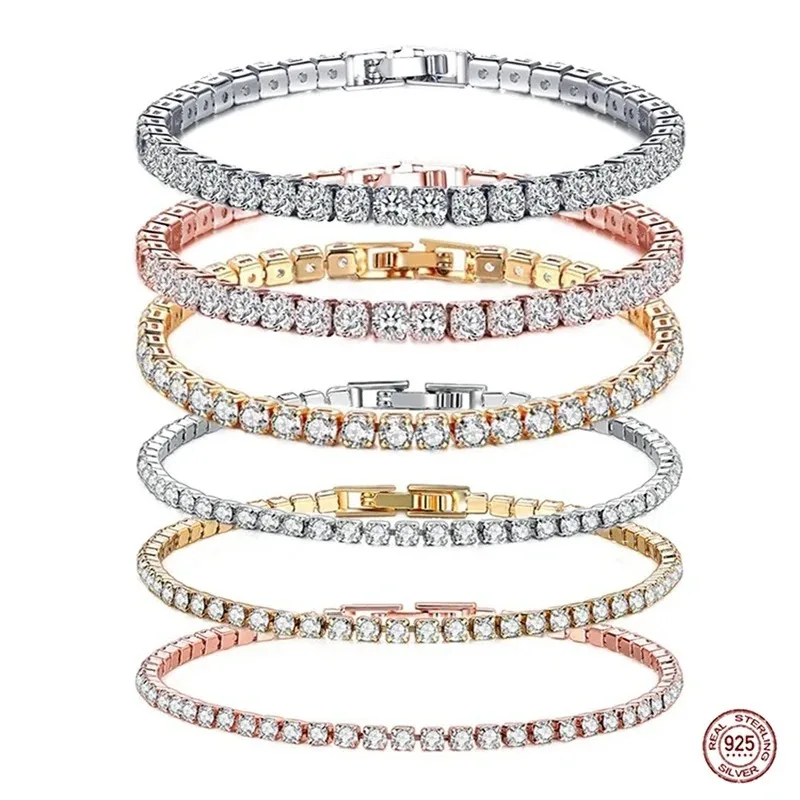 女性用ヒップホップテニスブレスレット,925スターリングシル - Tennis Bracelet Cubic のレビューと価格