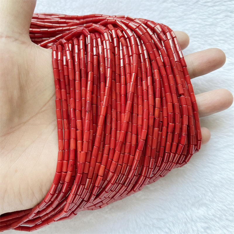 レア 3*6 ミリメートルラウンドチューブ赤珊瑚宝石治癒力天 - Gemstone Bracelet Healing のレビューと価格