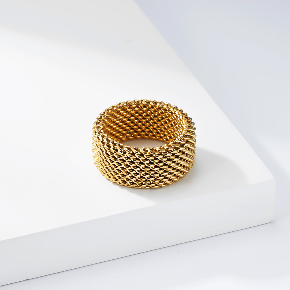 トレンディなステンレス鋼織りリング幾何学的なミニマリスト指輪 - Minimalist Ring Stackable のレビューと価格