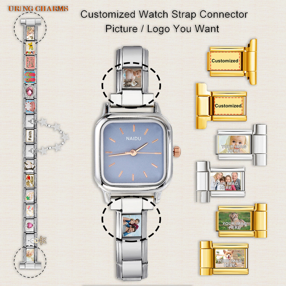 1ペアの写真ロゴ入りカスタムウォッチストラップコネクター、9 - Jewelry Making Watches のレビューと価格