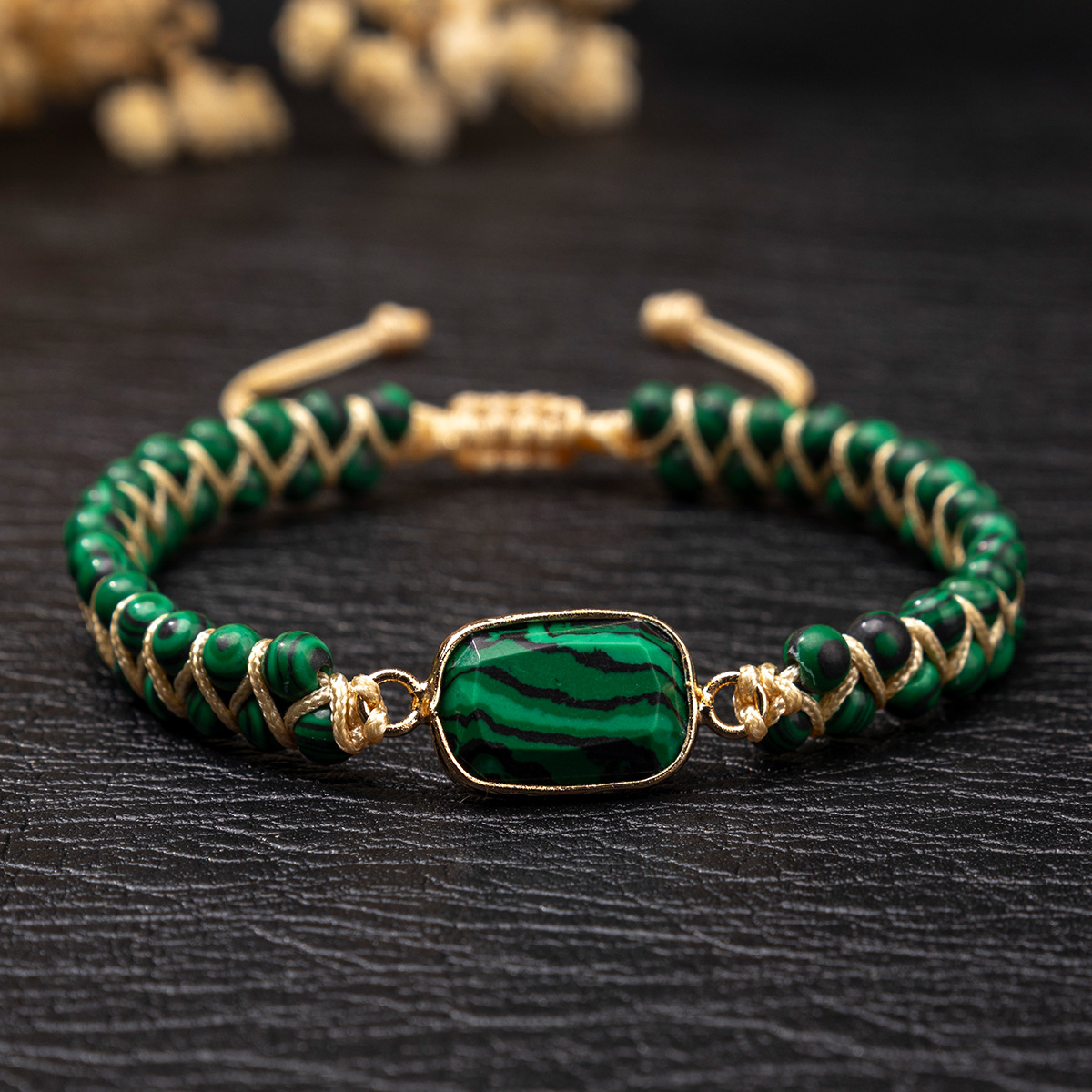 中国風幸運の祝福天然宝石二重編み込み調整可能ブレスレット ラ - Gemstone Bracelet Healing のレビューと価格