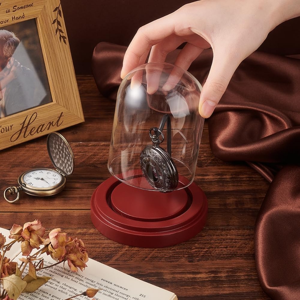 懐中時計ディスプレイケース、金属フック付きガラスドームクロー - Jewelry Making Watches のレビューと価格