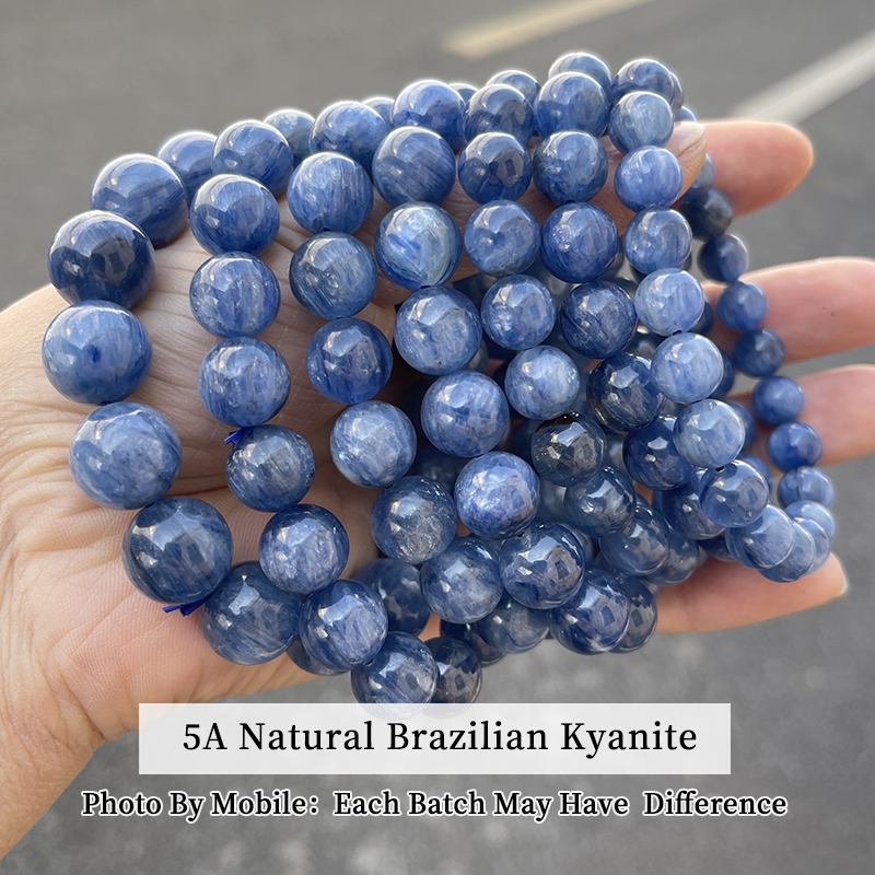 JD 5A 天然ブラジル産カイヤナイトブレスレット ブルーキ - Gemstone Bracelet Healing のレビューと価格