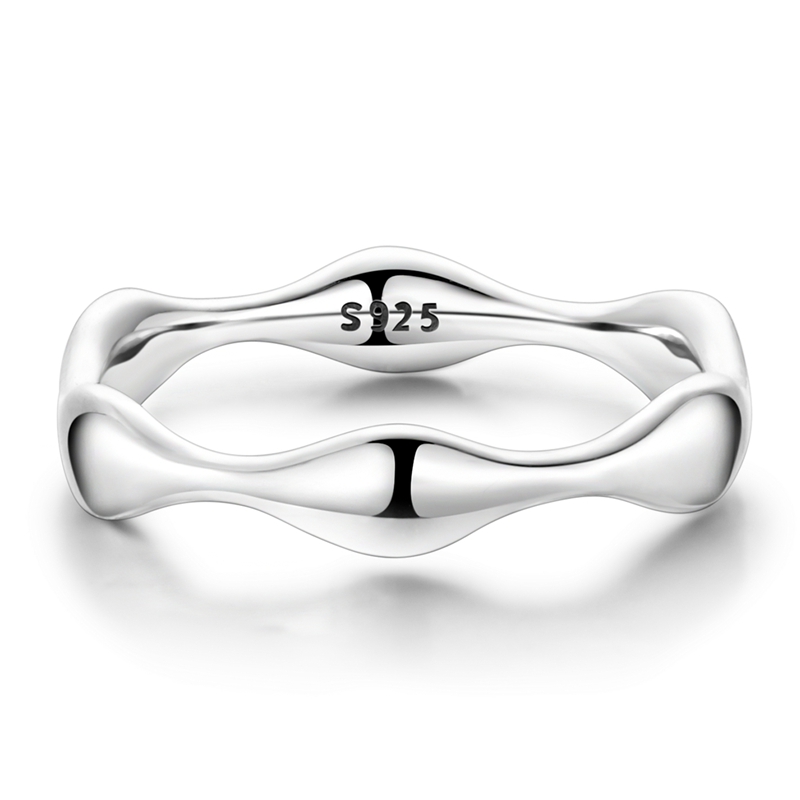 925 スターリングシルバー波状不規則バンドリングミニマリス - Minimalist Ring Stackable のレビューと価格